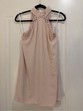 SIZE S | Lulu's Blush Pink Eyelet Lace Halter Mini